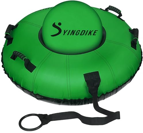 YINGDIKE Snow Tube for Sledding, Heavy Duty 40 Snow Sled with 4 Handles and Cushion Seat, Inflatable 600D Canvas Cover, High Speed Ski Tubes with Towable Strap