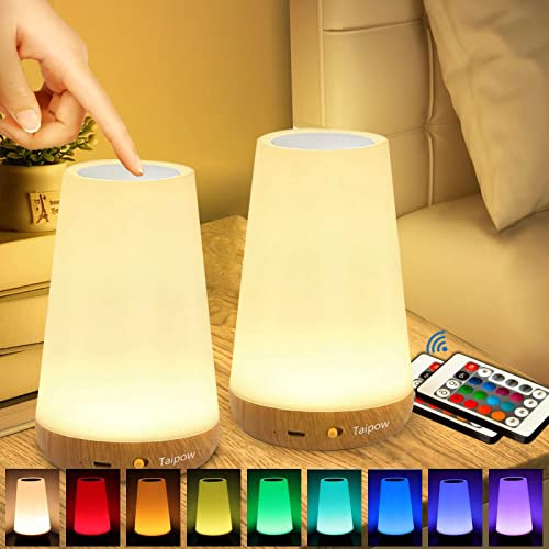 Taipow Lámpara de Mesita de Noche con Control Remoto y Tactil, Luz Nocturna Infantil para Niños Bebe, Lampara Led Colores Recargable para Dormitorio Habitación
