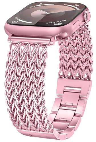 2025 Fiskstjärt Länkarmband Kompatibelt med Apple Watch 38/40/41/42/44/45/46/49mm, Elegant Metallarmband för Dam iWatch Serie 10 9 8 7 6 5 4 3 2 1 Ultra SE