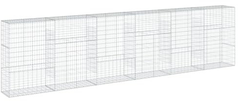 Panier de Gabion, Panier à Pierre Gabion Mur de Soutènement Clôture de Jardin avec couvercle 600x50x150 cm fer galvanisé