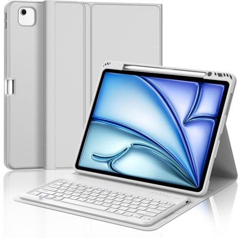 JADEMALL Custodia con Tastiera per iPad Air 13 M2/M3/M4 2024/2025/2026