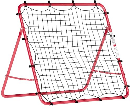 SPORTNOW Filet de Rebond Football Portable 5 Angles 103x72x89cm Rouge | Réglables, Acier et Nylon à Double Couche, pour l'Entraînement au Football Tennis Handball