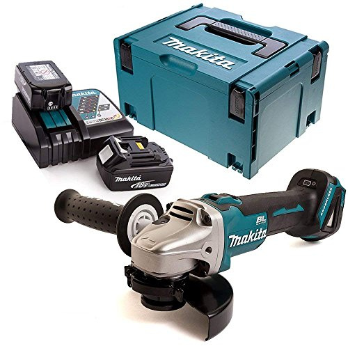 Makita DGA504Z 18V Angle Grinder with 2 x 5Ah Batteries, Charger, Case
