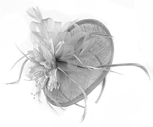 Caprilite Sinamay skivfat fascinator hatt för kvinnor bröllop pannband tävlingar, Silvergrått, one size