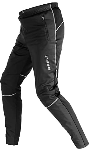 INBIKE Cycling Pants for Men Mountain Bike MTB Bicycle Running Windbreaker with Thermal Fleece Lined Winter X-Large Black