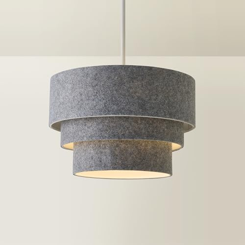 MiniSun | Round Modern 3 Tier Fabric Ceiling Pendant Lamp Light Shade in Felt | Shades & Home Improvements Essential | 30cm Shade Width
