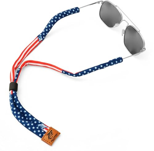 Pilotfish Brillenhalter aus Premium-Baumwolle für Sonnenbrillen – mehrere Designoptionen – weicher und langlebiger Sonnenbrillenhalter Patriot
