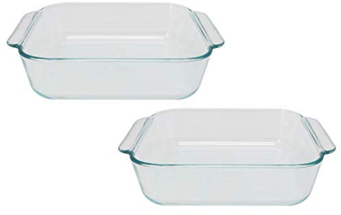 Pyrex 222 Pirofila quadrata in vetro trasparente – Confezione da 2 Made in USA