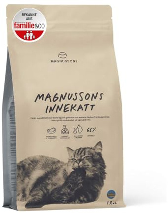 MAGNUSSONs Innekatt (1 x 1,8kg) | Katzentrockenfutter für Erwachsene Hauskatzen mit geringem Energiebedarf | 65% Fleischanteil | Ofengebacken