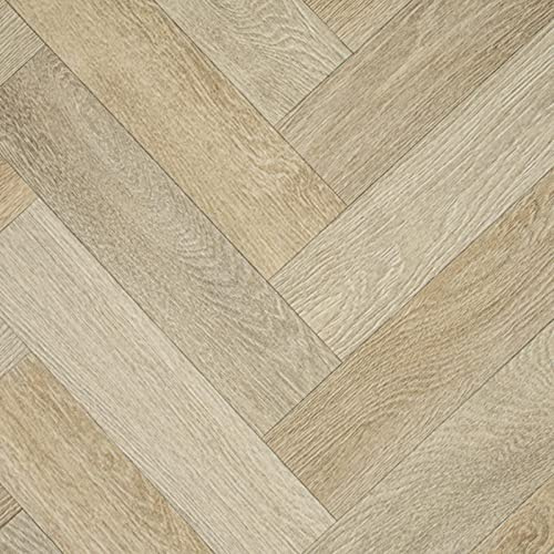 Goliath 450 Vinyl Flooring 4.5mm Extra Thick Lino for Bathroom Kitchen Hall (Ancares Herringbone Grege, 2.5m x 2m)