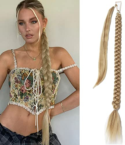 KARLOR Extensions Pferdeschwanz Haarverlängerung 80cm mit Haargummi Natürliches Kunsthaar haar Zöpfe Haarverlängerungen Zum Einflechten Lang Ponytail Braun Haarteil für Damen Frauen