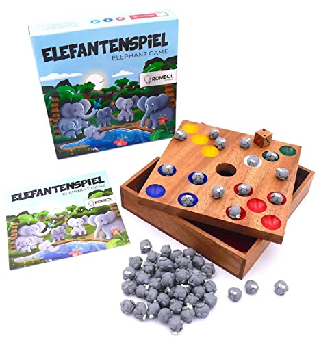 ROMBOL Elefantenspiel - Das Würfelspiel mit den süßen Elefanten für die ganze Familie, Modell:Elefanten