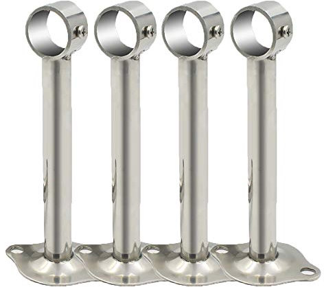 AYGCI 4 Pièces Support de Tringle A Rideaux en Acier Inoxydable, Montage Support de Garde-Robe pour Barre de Rideau de Douche Mural à Suspendre pour Armoire Vêtements Cintre Chambre