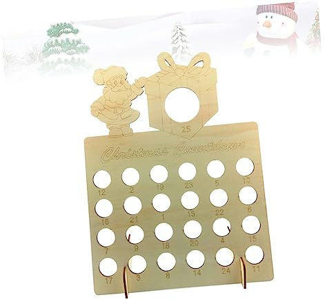 Amosfun Santa Claus Stand Christmas Wood Countdown Board Calendar Notes Reminding Shelf Rack Adornment for Home Decor Party Xmas Year