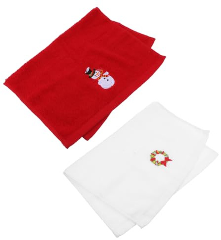 Cabilock 4 StüCk Weich Frottee WeihnachtshandtüCher Mit Kreativer Stickerei 45X32Cm Weihnachtsdeko Handtuch Set FüR KüChe Bad GäSte Und Festliche AnläSse