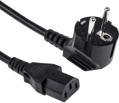 SHAFI® Kaltgerätekabel 5M - Gewinkelt Typ F CEE 7/4 Schuko an C13 Kaltgerätebuchse Gerade - Euro Stecker Winkel Netzkabel Computer Monitor Power Cable Beamer PSU Reines Kupfer PC Stromkabel - 5 Meter