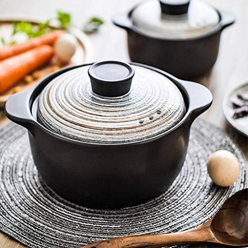 Hand-Painted Slow stew Pot cookware Japanese Ceramic Casserole with lid Soup Pot with Soup Pot Donabe hot Pot Clay Pot Heat-Resistant Round Casserole Dish A 2.5 l