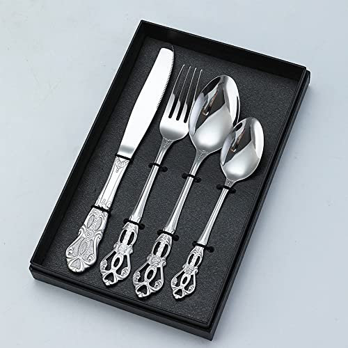 Goldenes Abendessen-Besteck-Set für 8 Personen, Besteck-Set, Besteck, klassischer Palast-Stil, Besteck-Utensilien-Set, Hochzeit, Weihnachten, Zuhause, Küche, Restaurant, Jubiläum, Candle-Light-Dinner,