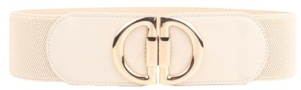 XDGBGFN Elastischer Gürtel Taillengürtel Vintage damengürtel Damengürtel mit Gold Schnalle Gürtel Für Frauen Kleid Jeans Und Hosen (beige)
