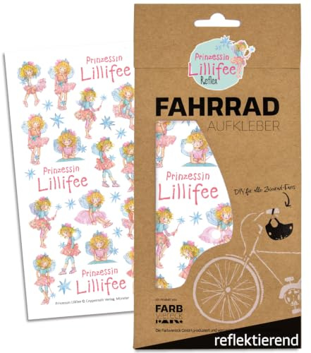 Farbviereck Prinzessin Lillifee Aufkleber für Fahrrad - Roller - Kinderwagen - Helm Geschenk Fahrradaufkleber Lillyfee Outdoor Aufkleber wetterfest wasserfest | R0015