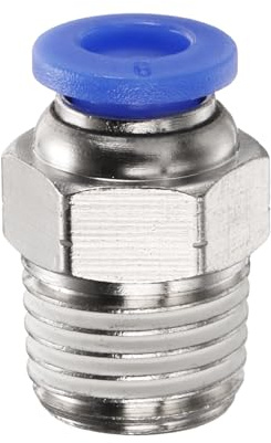QUARKZMAN Connettore Rapido Dritto Maschio a Filettatura 6mm Tube OD x 1/4 NPT Filettatura Maschio Raccordo Rapido Raccordi Aria Compressa per lista Aria Industriale PC6-N02, Blu