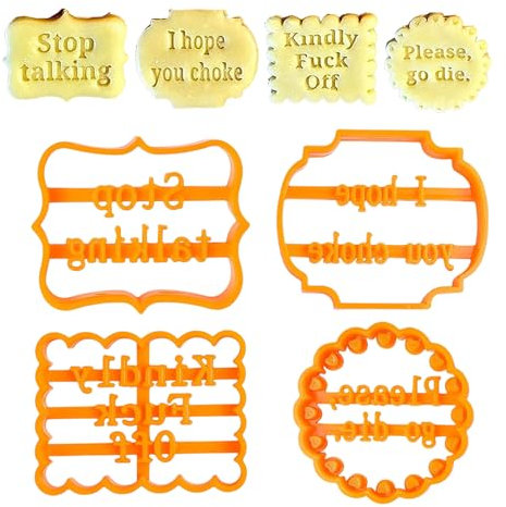 4 Piezas Moldes Para Galletas, Cookie Cutter, Cortadores Galletas, Forma De Cortadores De Galletas con Frases Divertidas E Irreverentes, para Hornear Galletas y Chocolate, Ldeal para Fiestas