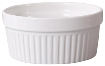 Ramequins en porcelaine blanche Lot de 4 ramequins en céramique allant au four, ramequins for crème brûlée, tasses à pudding, crème anglaise, soufflé, ramiken, sauce à tremper, petite taille(12 oz)
