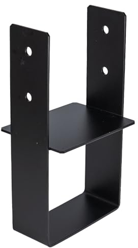Heavy-Duty Black Powder Coated Pergola Concrete-in Post Support - Fence Post Concrete-In Ground Anchor - Wooden Post Concrete-in Foot Base (150mm - 6)