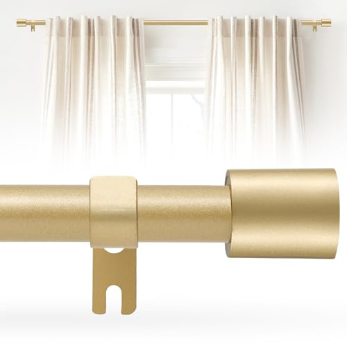 Gold Curtain Rods for Windows 28-48 Inch,Adjustable 5/8 In Curtain Rod Gold | Splice Heavy Duty Curtain Rod Gold with 2 Brackets, Easy Installation and Simple End Caps, For Living Room, Bedroom