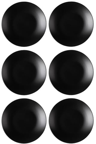 Home4You Dessertteller 6er Set Kuchenteller Speiseteller - Steingut - Schwarz matt - Ø 21 cm