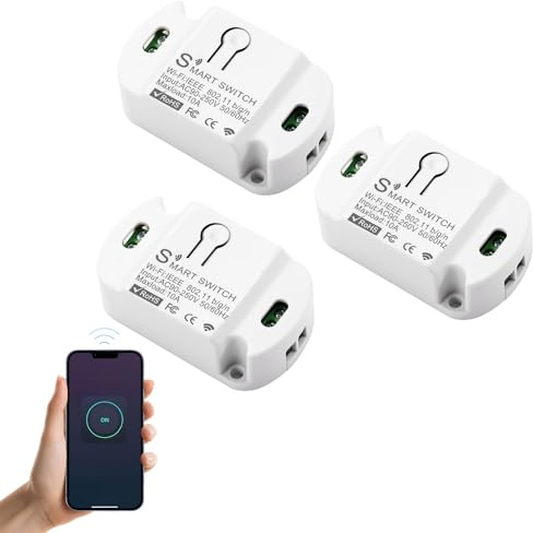 HNCY 3PCS Alexa Lichtschalter Smart Life, Smart Switch Modul, Sprachsteuerung/Timer, Mini WLAN Schalter mit SmartLife/Tuya App, WLAN Lichtschalter SmartLife Kompatibel Alexa/Google Home