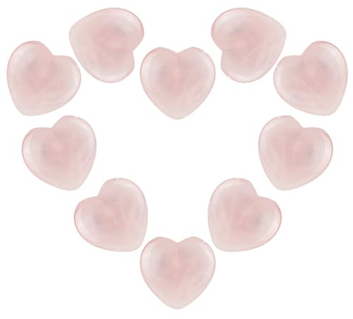 AstraGlam 10 Stück Rosenquarz Herz Heilsteine – Handgefertigte Glücksbringer Edelsteine für Meditation, Energieausgleich, Chakra Balance, Selbstfürsorge & spirituelles Wachstum