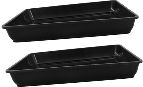 Hemobllo Soucoupes Carrées pour Pots de Fleurs, Lot de 2 Plateaux en Polypropylène 40 Cm, Adaptés aux Plantes Succulentes et Bonsaïs en Extérieur
