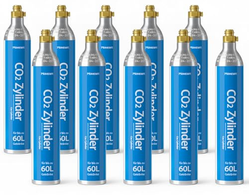 CO2 Zylinder,425g Kohlensäure (60 L Sodawasser),TR21-4 Trapezgewinde für SodaStream Gasflasche Wassersprudler,CO2-Zylinder für Crystal Easy Power Cool,Nicht-Schnellmontage-das Blau 10 Stück