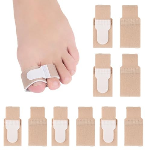 OUDQFCJ 10 Pièces Bandages Correcteurs pour Orteils,Redresseur d'Orteil,Attelles pour Chevauchement,Correction des Orteils en Marteau,Courbés et Chevauchants,Orthese et Attelle pour Cassés,Separateur