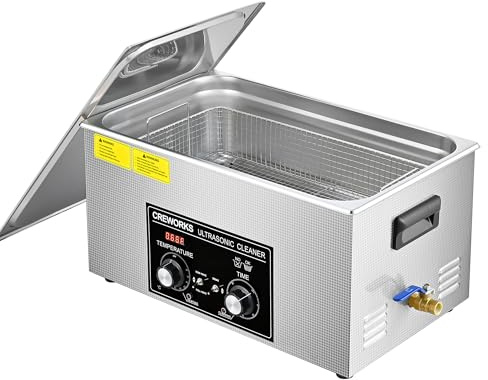 CREWORKS 22L Ultraschallreinigungsgerät Edelstahl Ultraschallreiniger 480W mit Heizung Timer Degas & Soft-Modus für Zahnprothesen Schmuck Brillen Uhren Gläser Ultraschall-Reinigungsgerät mit Knöpfen