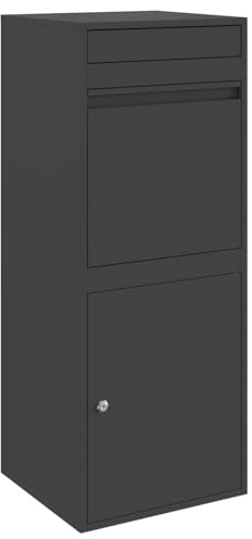 vidaXL Cassetta Postale da Giardino Nera in Acciaio con Blocco, Impermeabile, 41 x 38 x 103 cm. È una soluzione moderna per ricevere pacchi in sicurezza, con porta a cerniera e serrature a camme.