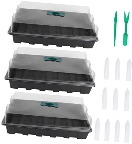 ROMISBABA 3 Set Vaschette per Germinazione Semi Trasparente Contenitori per Piantine Microgreens e Piante Materiale Durevole e Pratico per Coltivazione Domestica