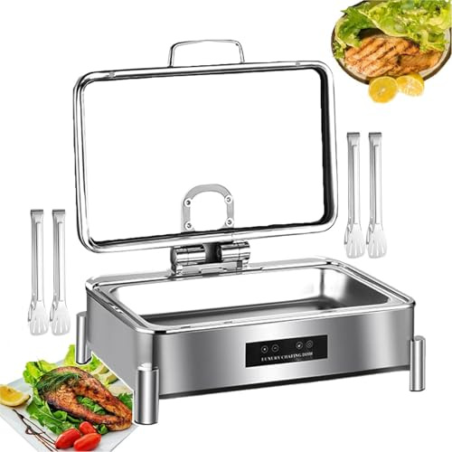Calentador de platos eléctrico con 4 pinzas para alimentos para exteriores, paraa picnic o bufé, mesa de vapor con bandeja de acero inoxidable y rejilla para cocina de restaurante, 1 rejilla