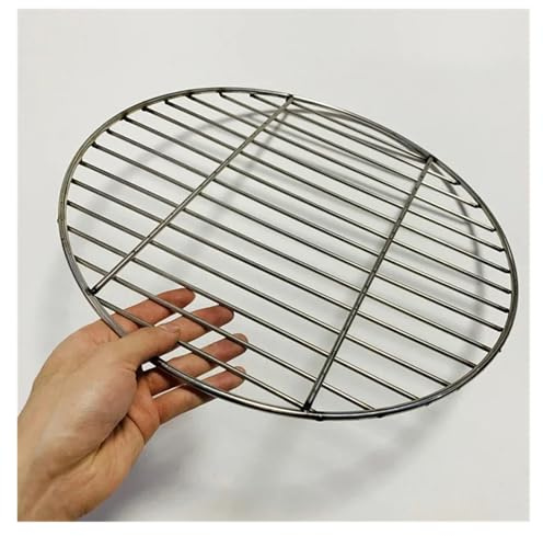 Griglia for barbecue rotonda in acciaio inox, griglia a maglie, griglia a vapore, campeggio, escursionismo, esterno, rete metallica(40cm Have ears)