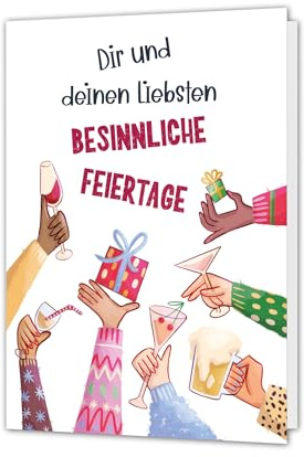 PICTALOO Weihnachtskarte Besinnliche Feiertage – lustige Grußkarte Weihnachten - Karte liebevolle von Hand illustriert – Klappkarte Wichteln inkl. Umschlag – nachhaltig in Deutschland produziert