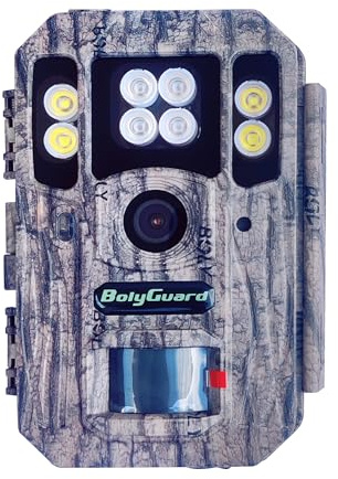 BolyGuard Caméra de trail, caméra de chasse 56 MP 4 K double objectif blanc LED avec flash invisible 940 nm, prise en charge de la détection de 100 pieds, piège photo étanche pour surveillance du
