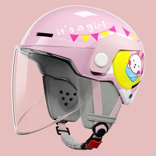 Casco Da Scooter Per Bambini Dai 3 Ai 12 Anni, Omologato ECE 22.06, Casco Da Motociclista Per Bambini Con Visiera Parasole, Casco Jet Da Moto Per Bambini B,48-54cm