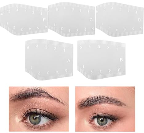 Kit för ögonbrynskartning – genomskinlig formningsguide med 5 delar ögonbrynsformade stämpelklistermärken för kvinnor, män, brudar och konstnärer, perfekt för daglig makeup, omvårdnad, , resor