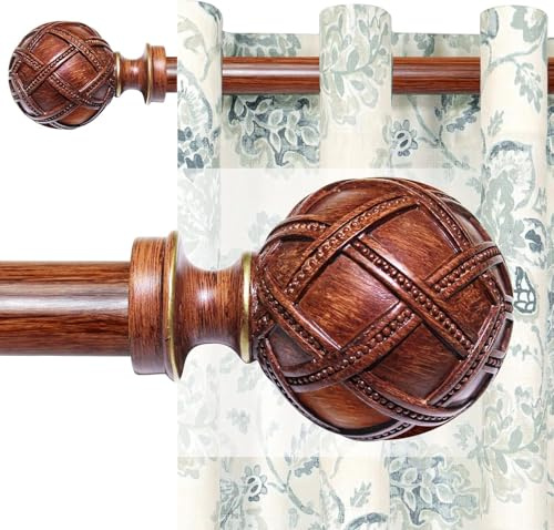 Ycolnaefllr Rosewood Curtain Rod, Double Heavy Duty 91-305cm