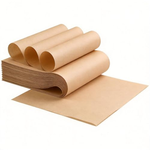 Baking Paper Sheets Non Stick, Greaseproof Paper Sheets 200 Pack, Precut 23x33cm Unbleached Baking Parchment, Double-Sided Silicone, Oven/Air Fryer Safe to 230°C