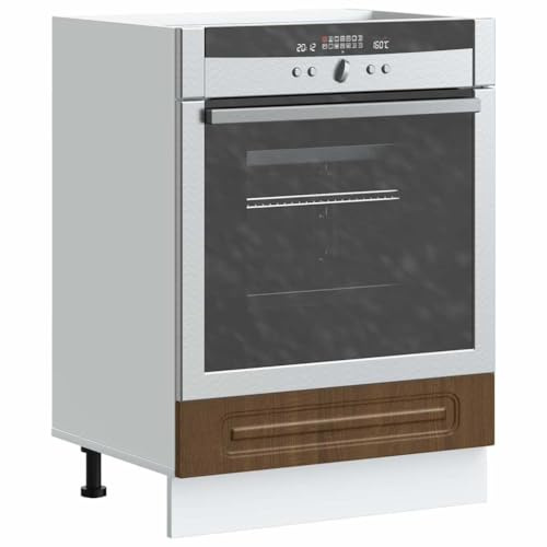 SKTQYQO Armoire pour four Kalmar en bois multicouche chêne marron avec compartiment spacieux et pieds réglables, meuble de cuisine stable et durable pour four et micro-ondes, design