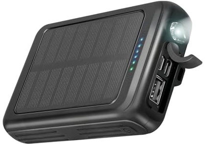 SBS Solar MagSafe PowerBank, 5000mAh, Power Bank con Pannello Solare | Ricarica Wireless, Intelligent Charge (IC), Torcia LED, Caricabatterie Portatile da Viaggio, Design Compatto, Nero