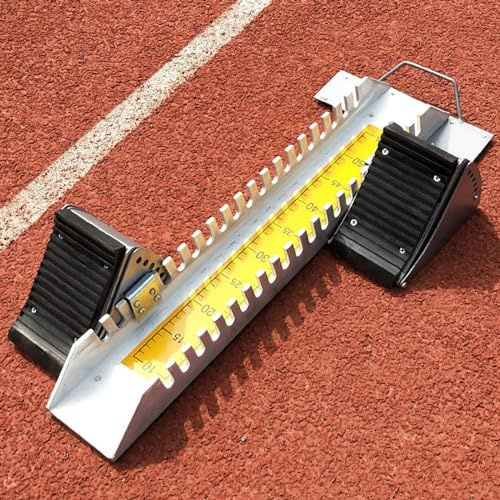 DLYZAYE Athletics Plastic Runway Starting Block,Sprint Competition Training Running Aid,Aluminum Alloy Starting Block Adjustable, 23 * 64cm,Yellow