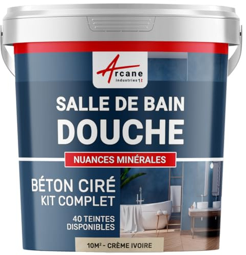 Kit für gewachsten Beton im Badezimmer: Wasserdichter Putz - NUANCES MINERALES Creme Elfenbein - 10 m² (für 2 Schichten)